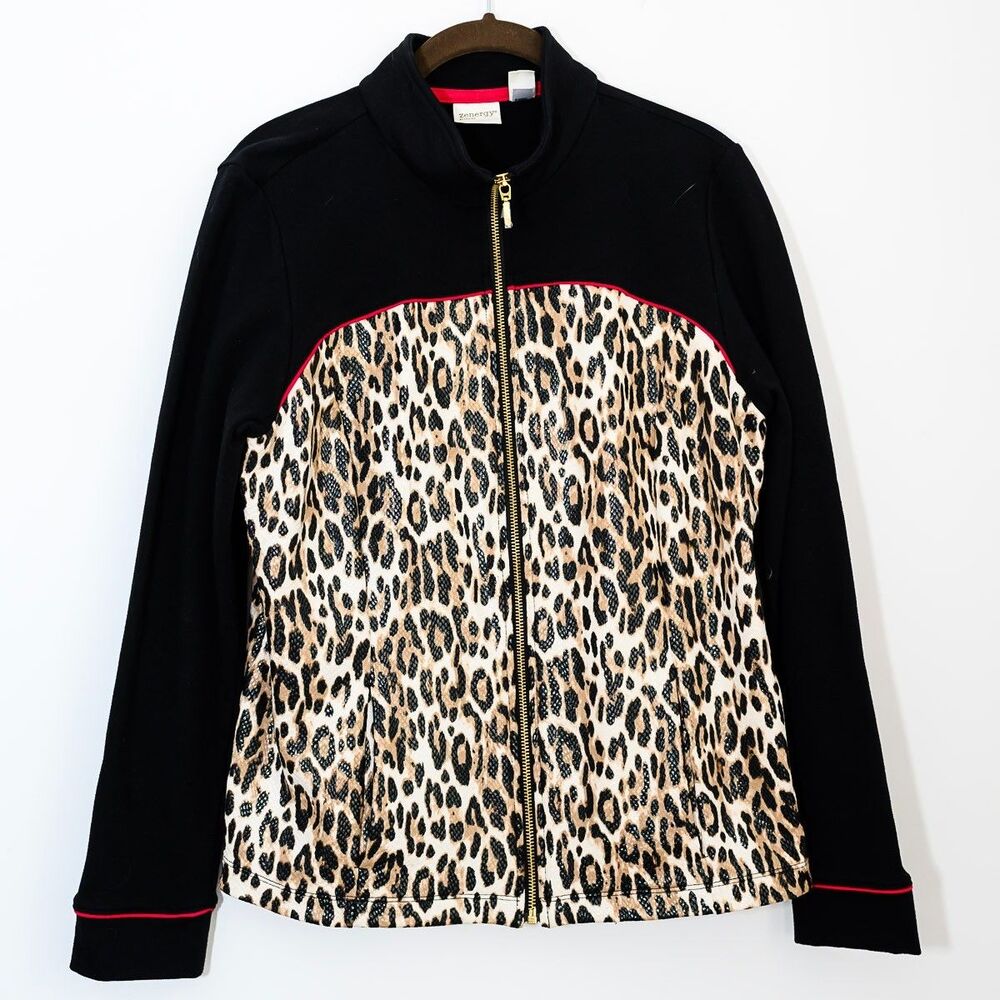 Chico's Zenergy Jacket 1 M Activewear Animal Print Leopard